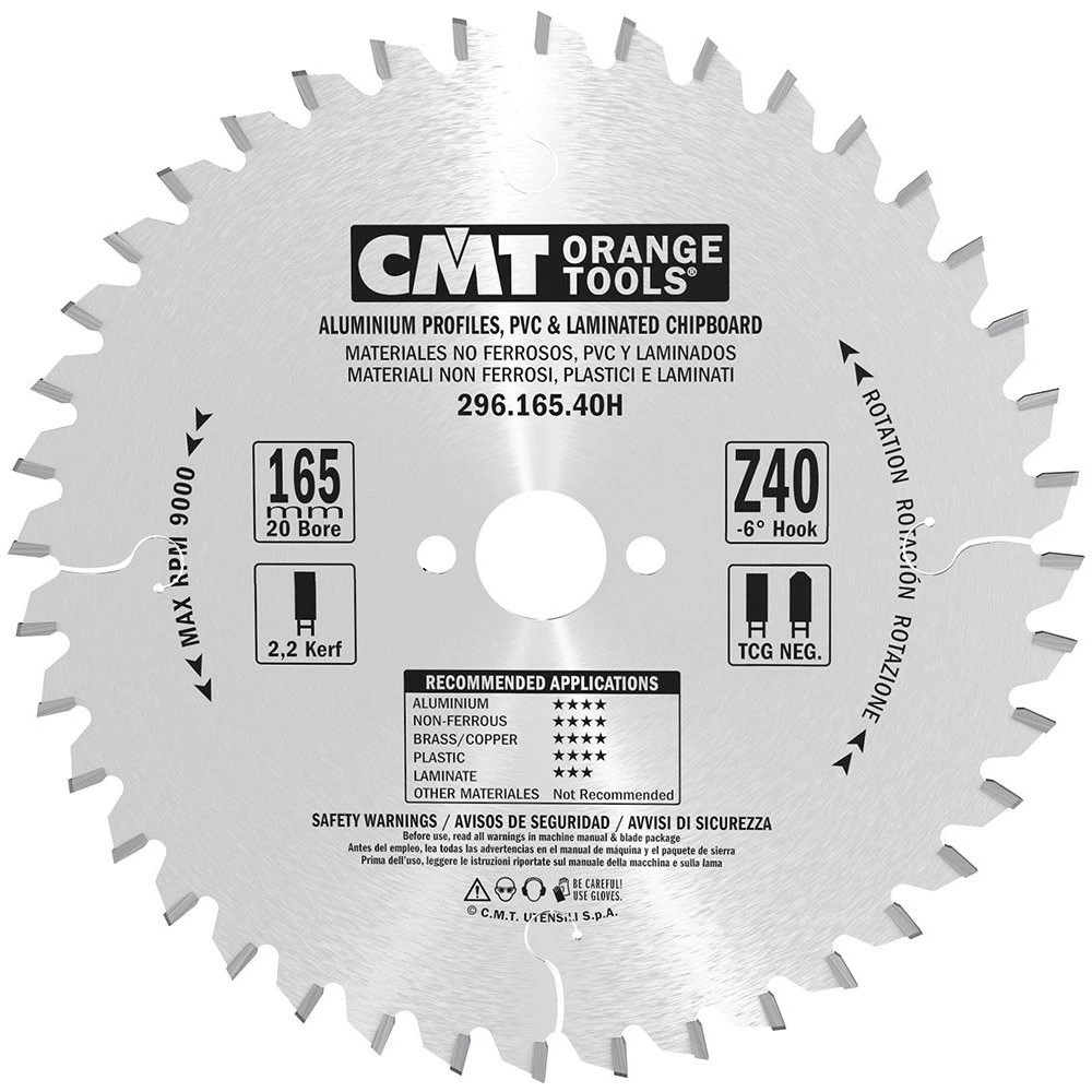 CMT Klinge 165x2,2x20 Z40 NE NEG - 296.165.40H 3 CMT Klinge 165x2,2x20 Z40 NE NEG - 296.165.40H
