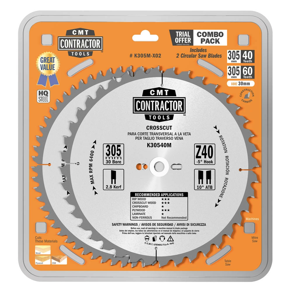 CMT Klingesæt 305x30 Z40-60 W C - K305M-X02 3 CMT Klingesæt 305x30 Z40-60 W C - K305M-X02