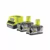Ryobi Batterisæt - Lader + 2x5,0ah Batteri - RC18120-250 -Ryobi Butik ryobi batterisaet lader 2x50ah batteri rc18120 250