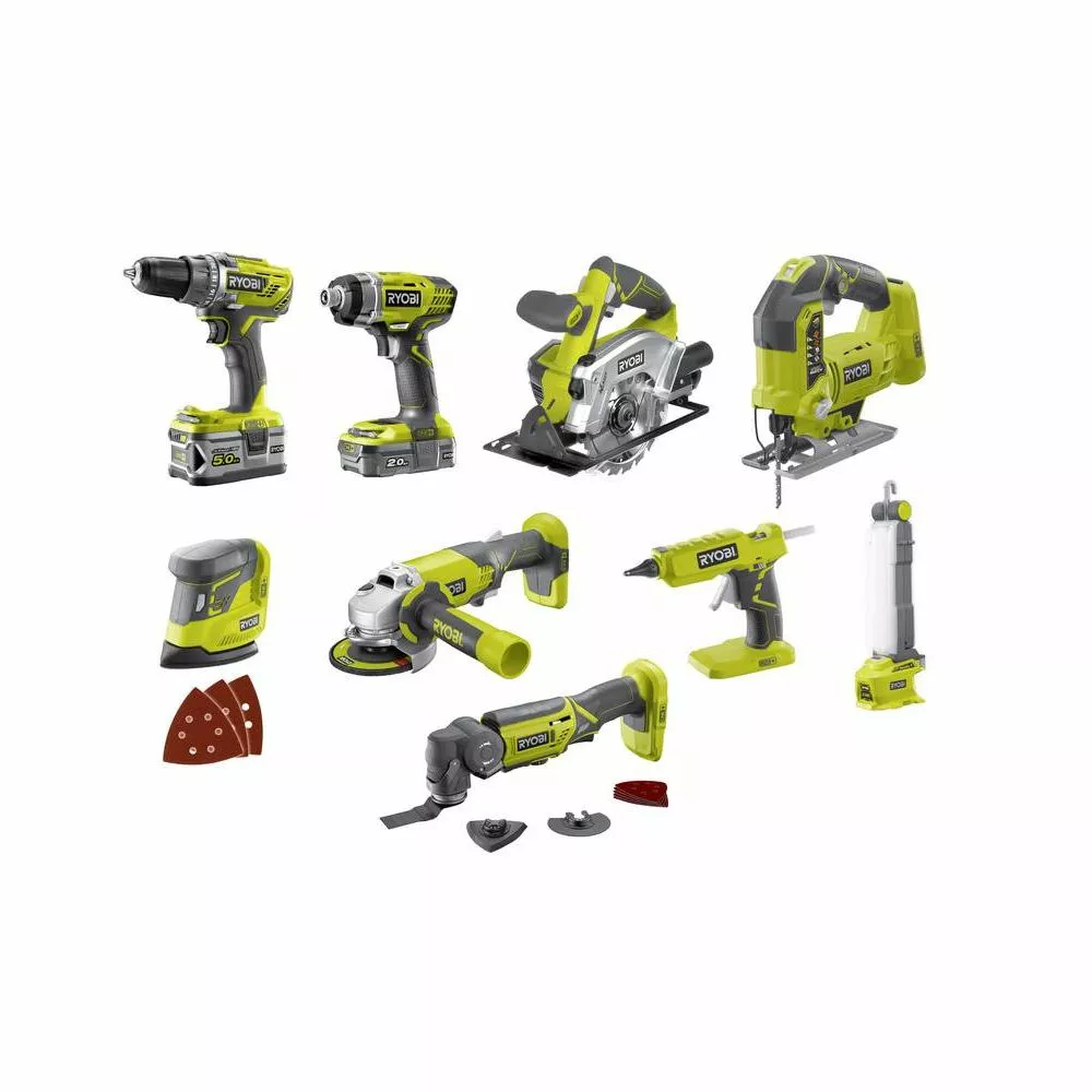 Ryobi Håndværkersæt 18V - 1x2,0 Ah Batteri + 1x5,0 Ah Batteri - R18CK9-252S 4 Ryobi Håndværkersæt 18V - 1x2,0 Ah Batteri + 1x5,0 Ah Batteri - R18CK9-252S - Billede 2